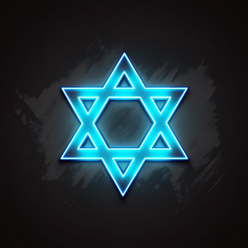 Neon Star of David in Futuristic Digital Painting Style