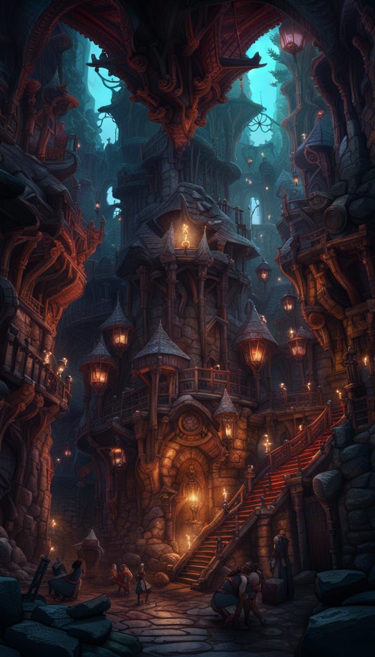 Fantasy Adventurers Trapped in a Detailed Maze