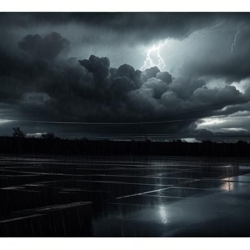 Dramatic Rainstorm in Cinematic Film Noir Style