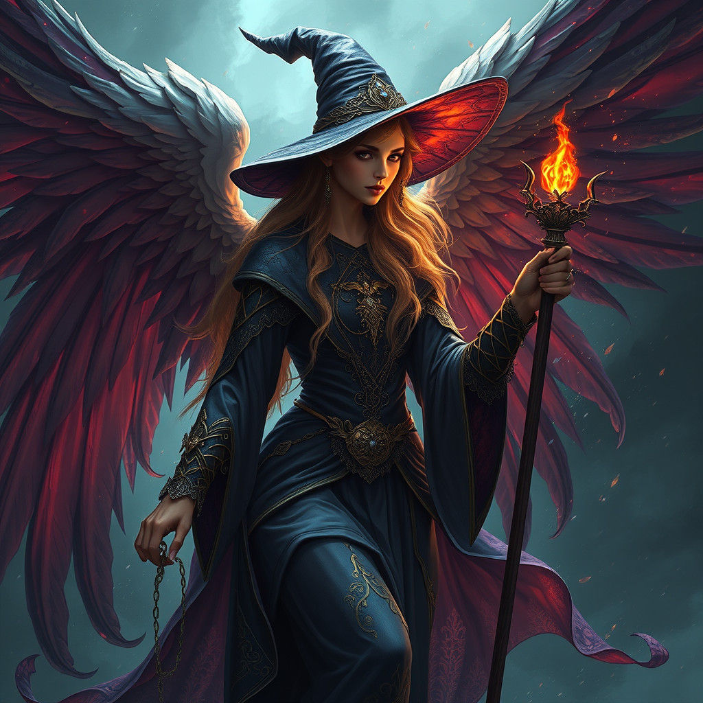 Fantastical Angel Witch in Detailed Matte Painting