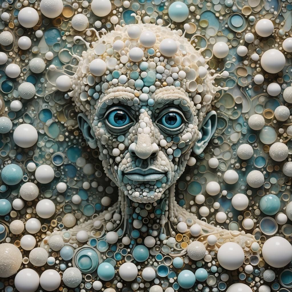 Abstract Giant Ant Made of Iridescent Soap Bubbles