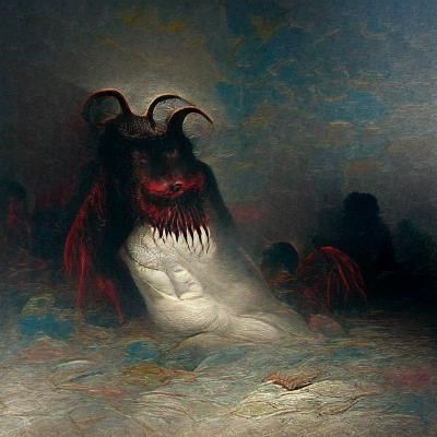 Menacing Demon in Dark Fantasy Horror Style