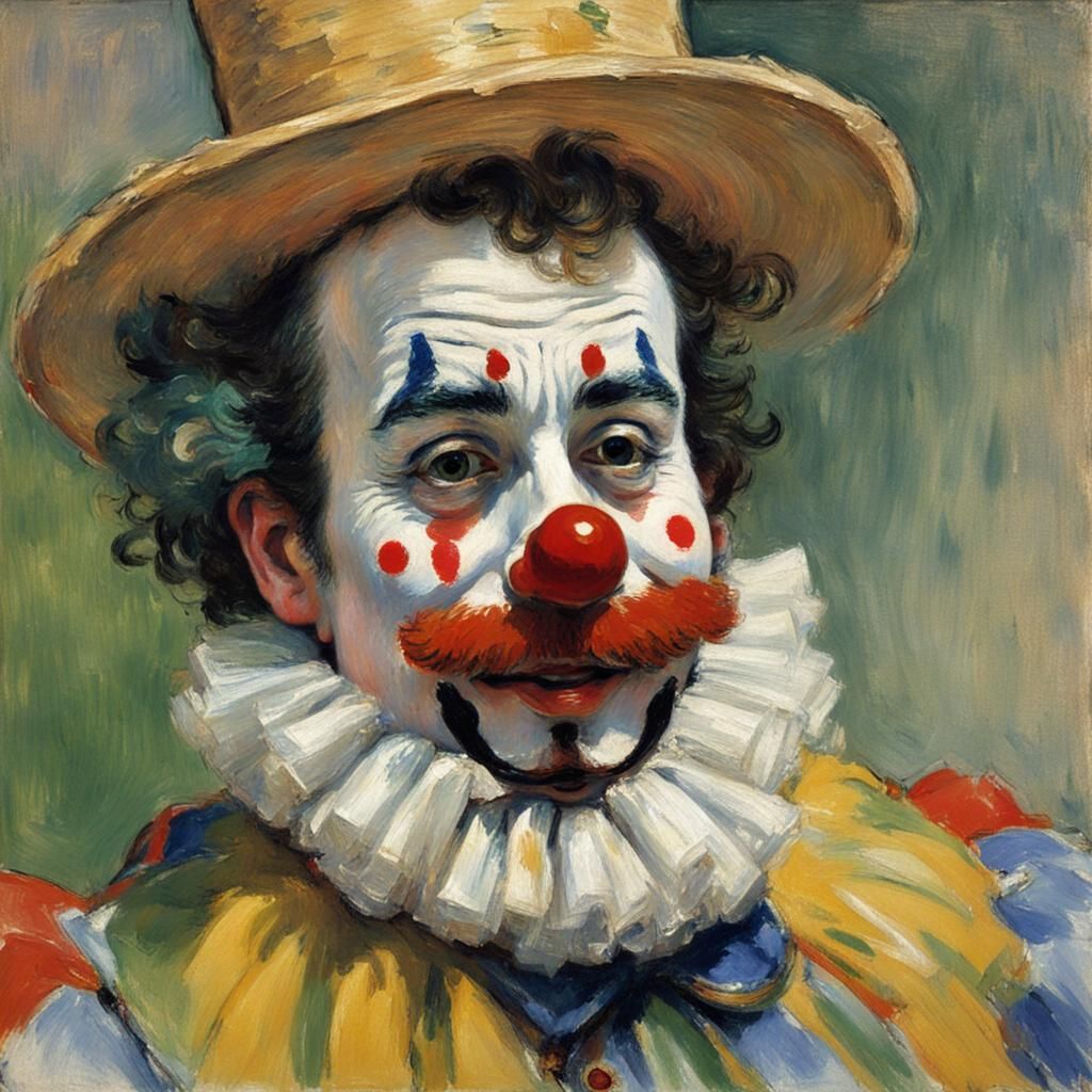 Impressionistic Clown Portrait in Monet Style