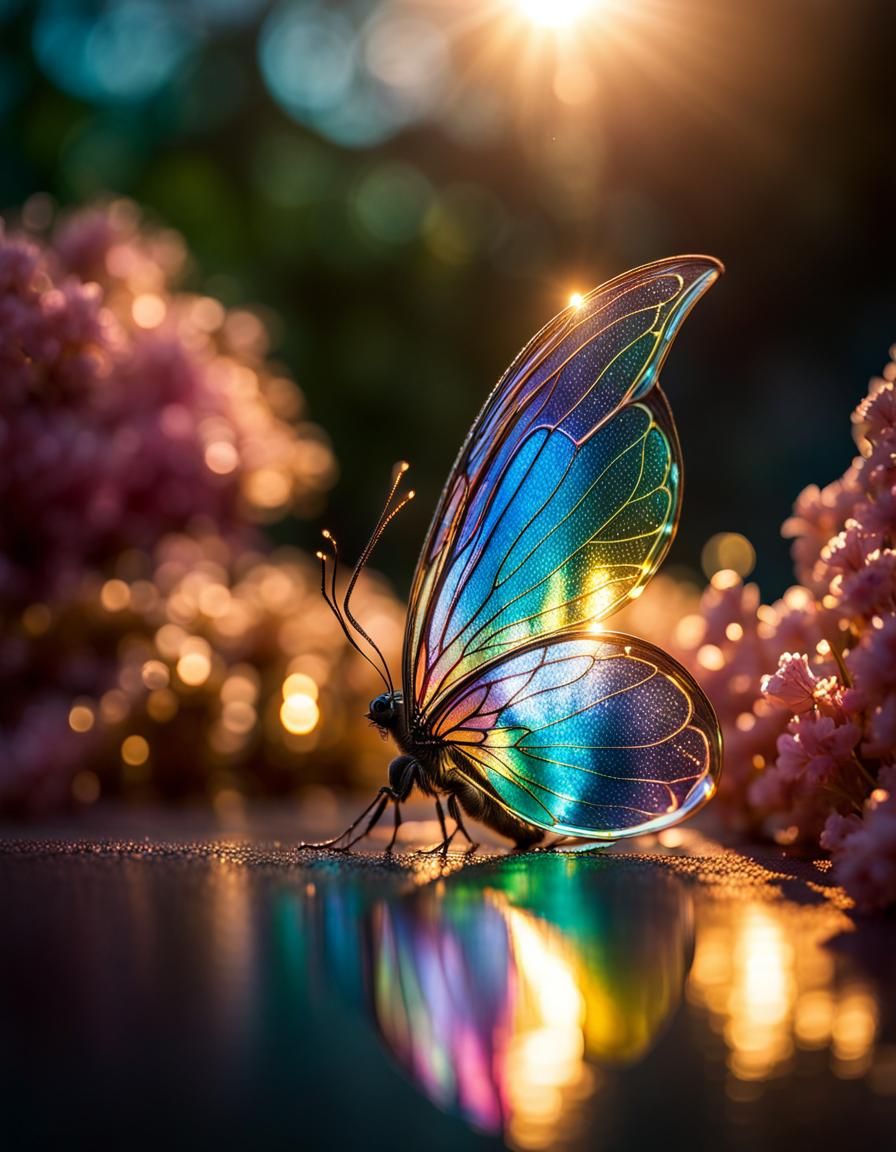 Glass iridescent butterfly