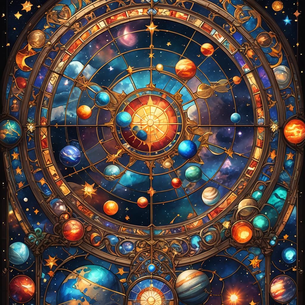 Celestial Stained Glass in Anime Style