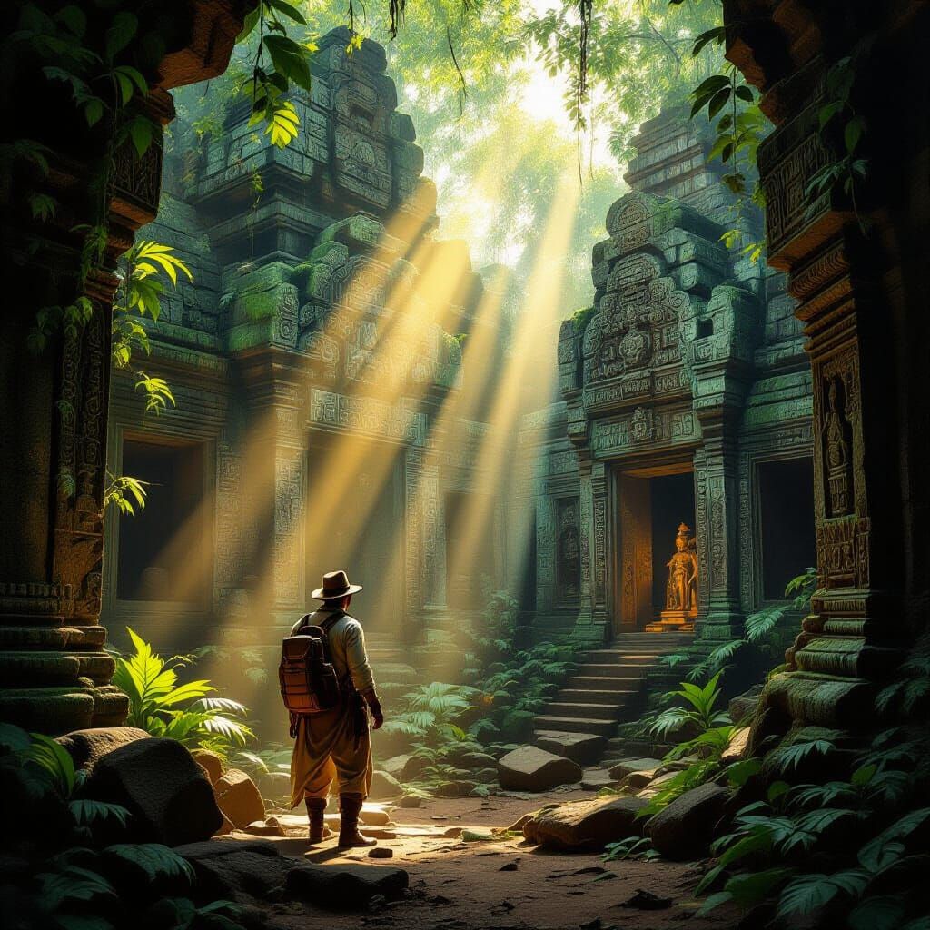 Jungle Temple Treasure Hunt in Golden Hour Sunlight