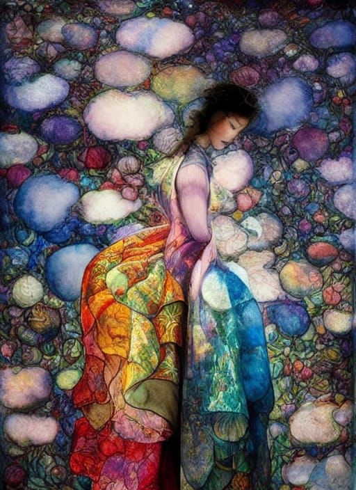 Technicolor Figure in Hyperreal Painting Style