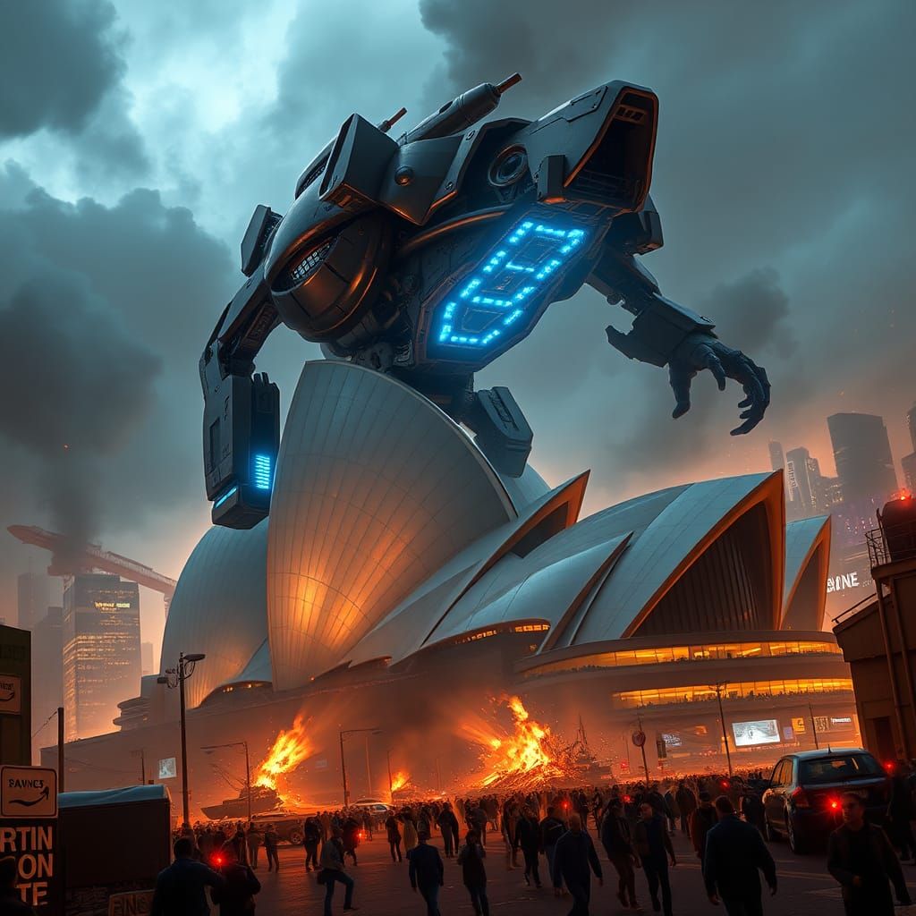 Colossal Robot Menaces Sydney Opera House
