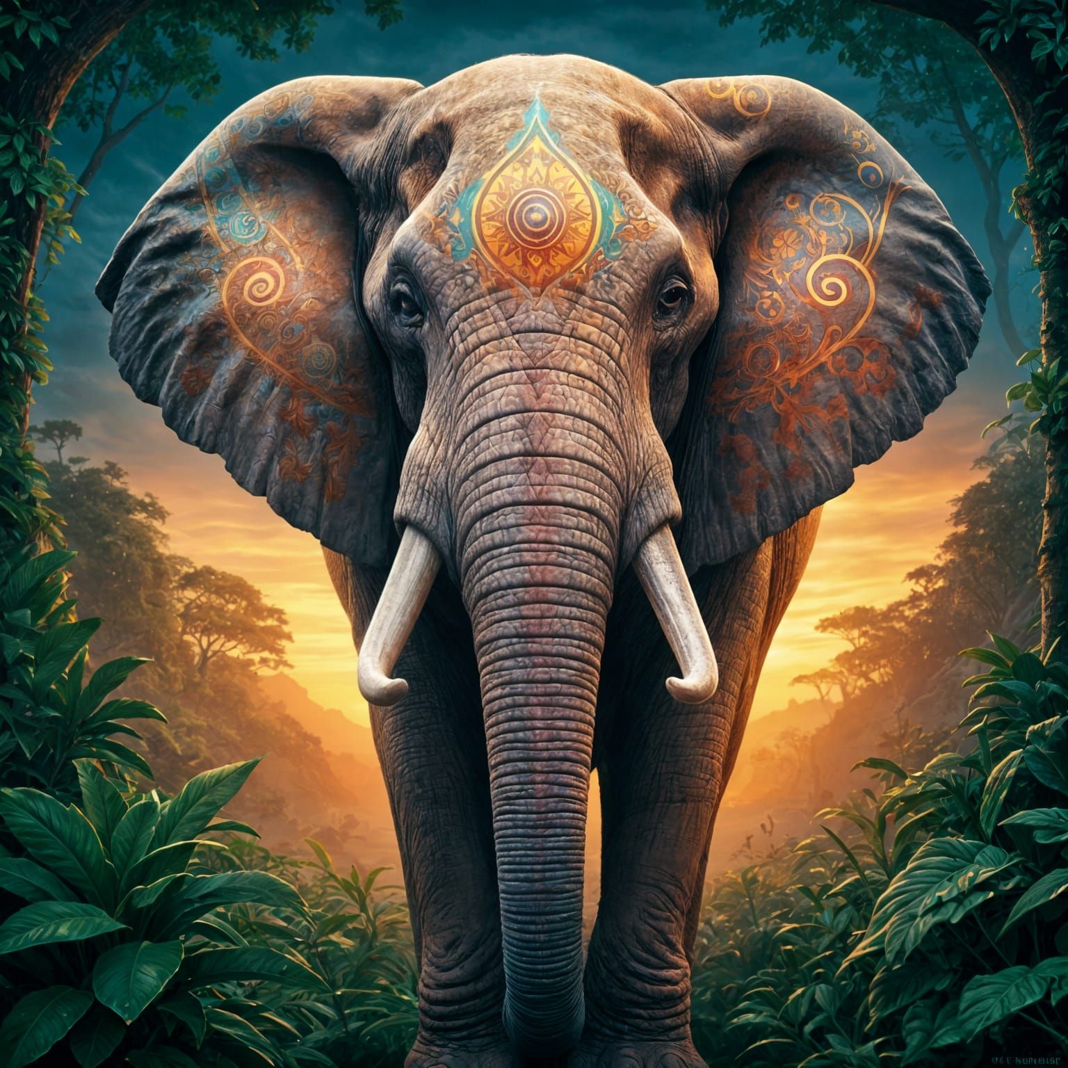 Fantastical Happy Elephant in Deep Color