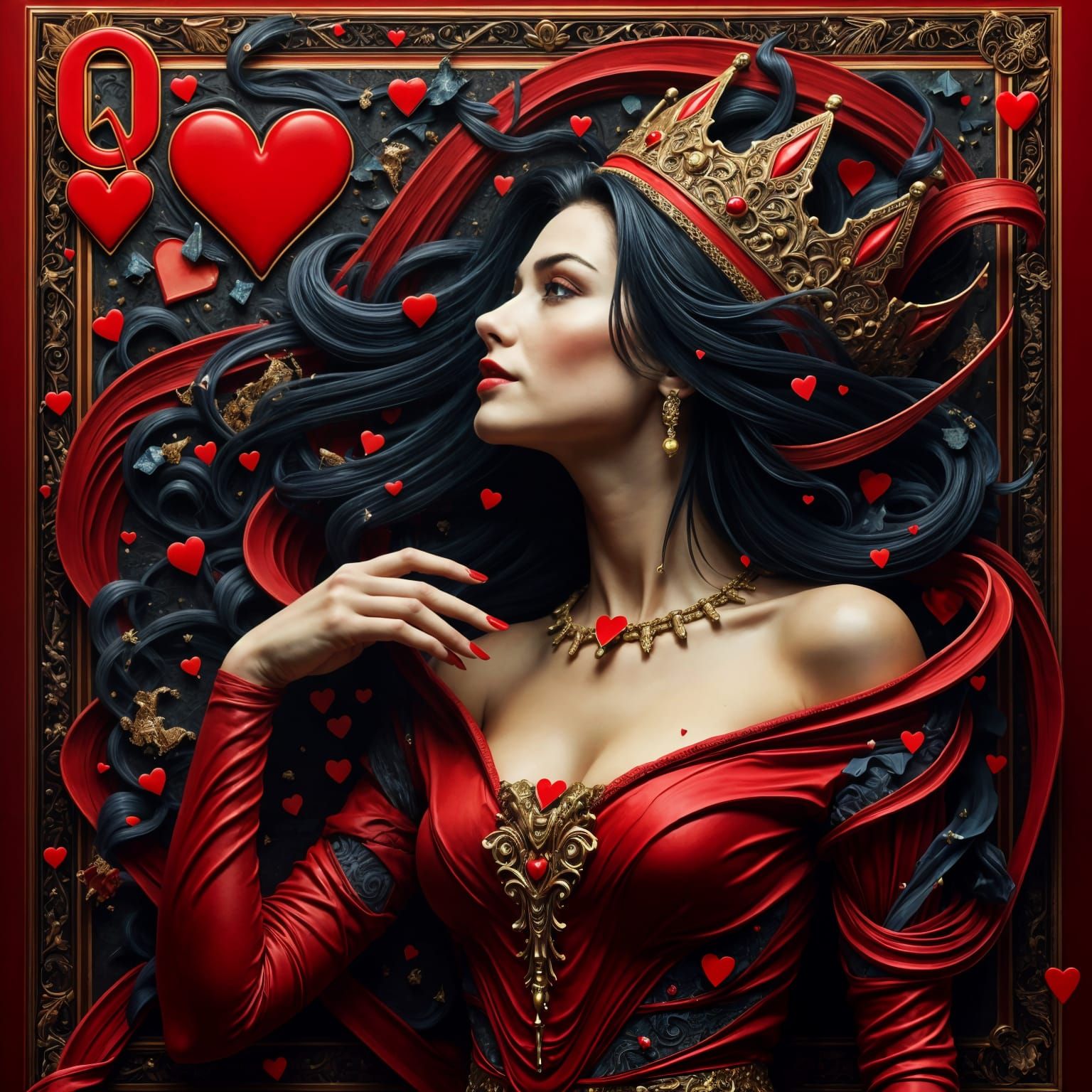 Vibrant Abstract Art of a Mischievous Queen