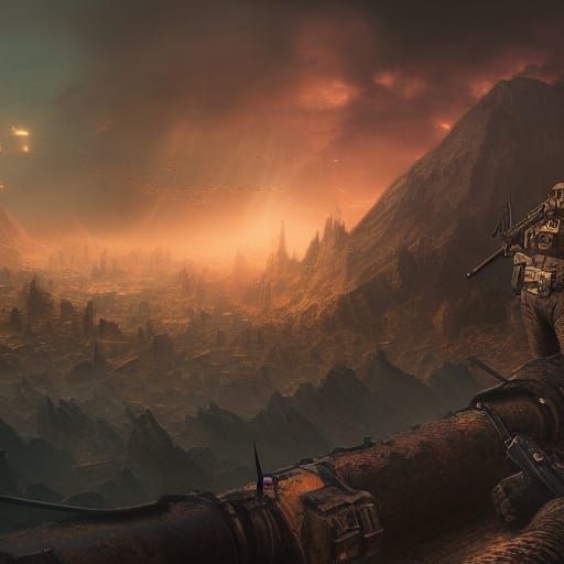Guns, Army, War: A Detailed Matte Painting