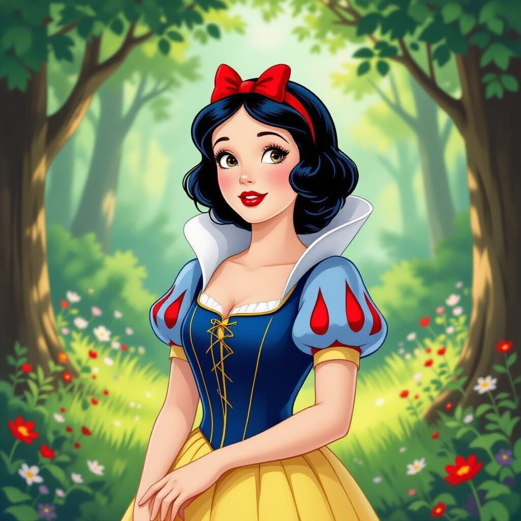 Snow White in Enchanted Forest Storybook Style