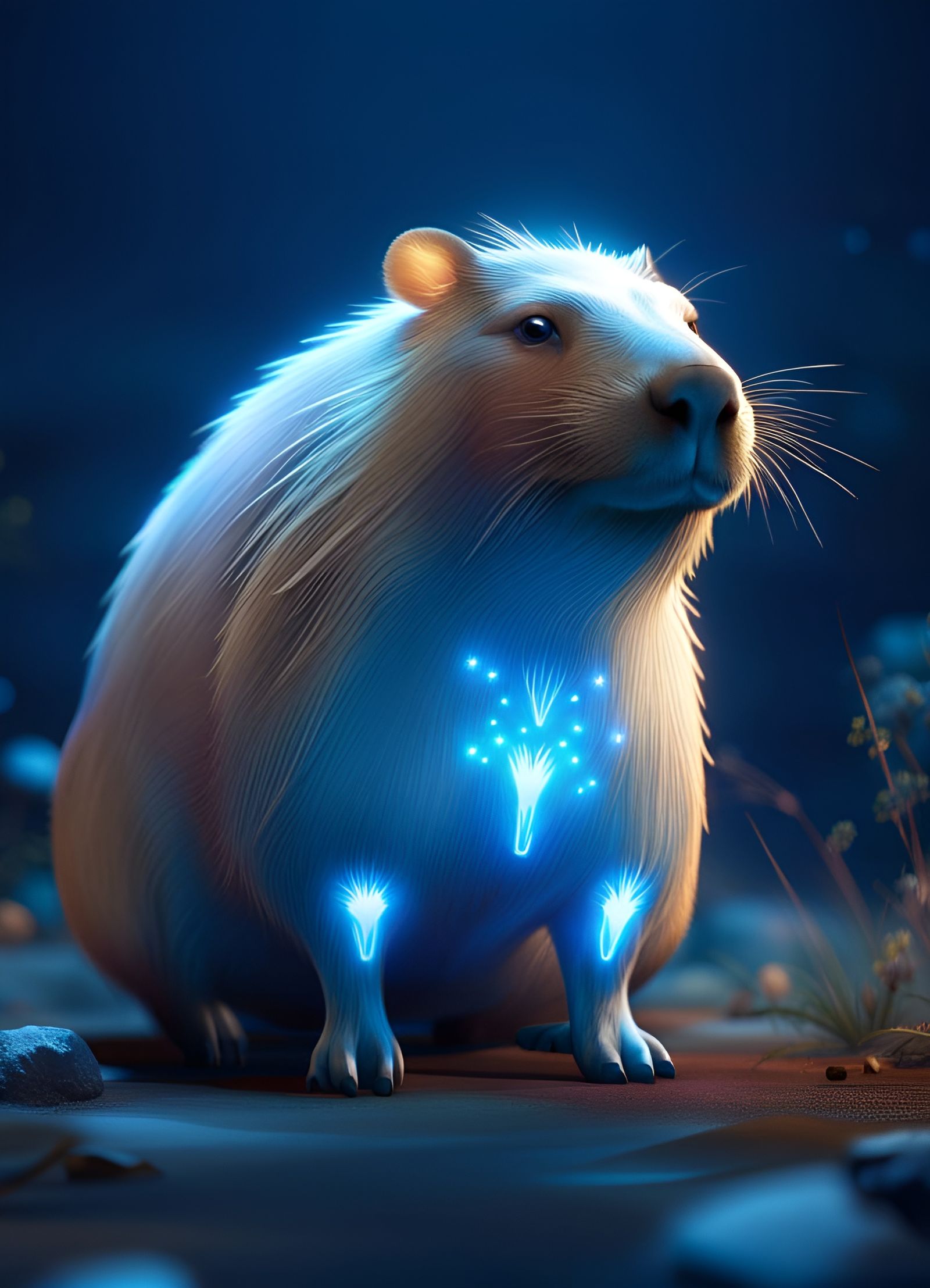 Cute Capybara Ghost in Fantasy Concept Art
