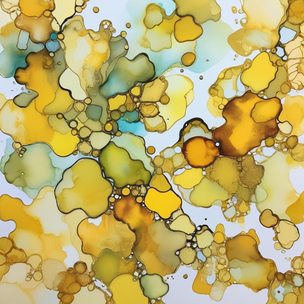 Abstract Yellow Alcohol Ink Art