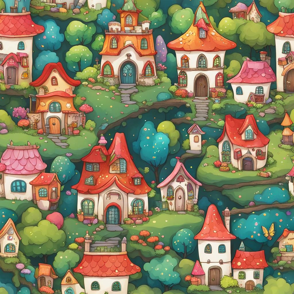 Enchanting Fairy Town Illustration