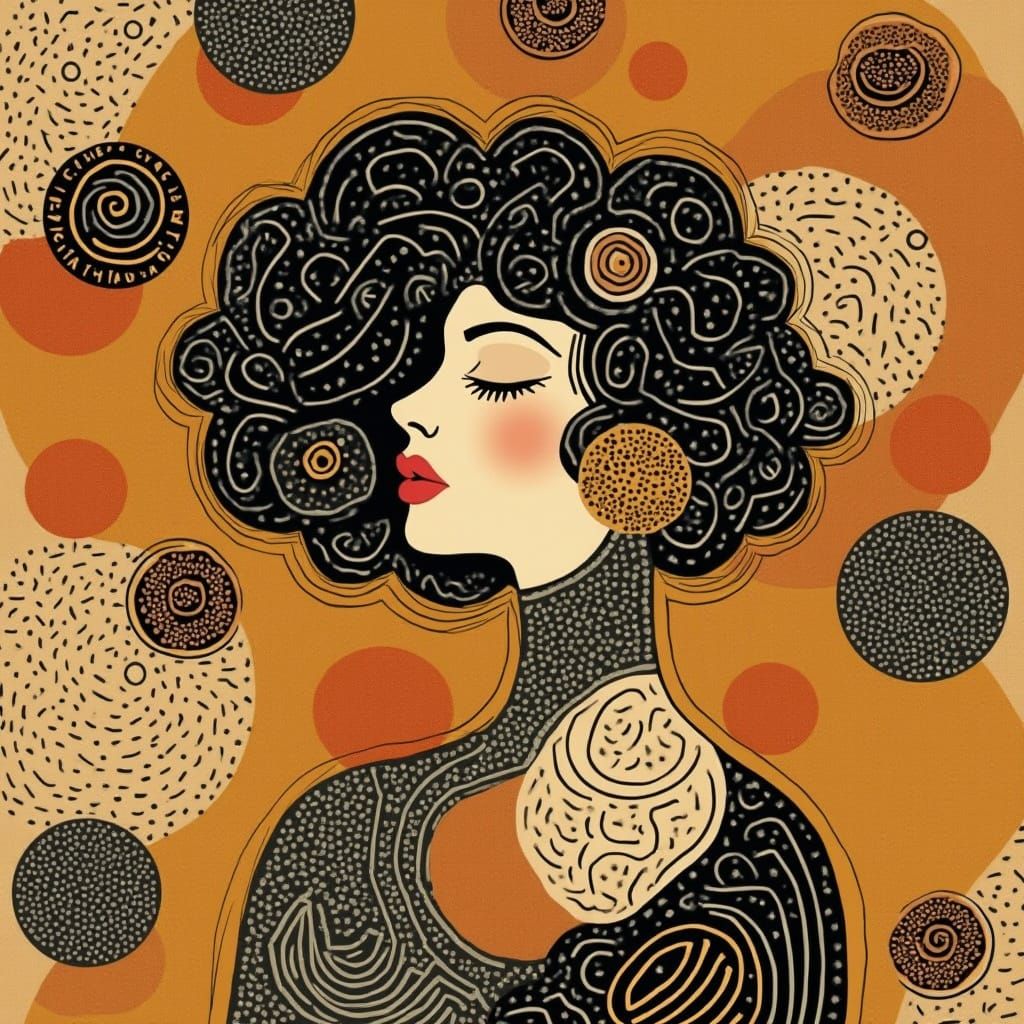 Harmonious Woman in Mid-Century Modern Style