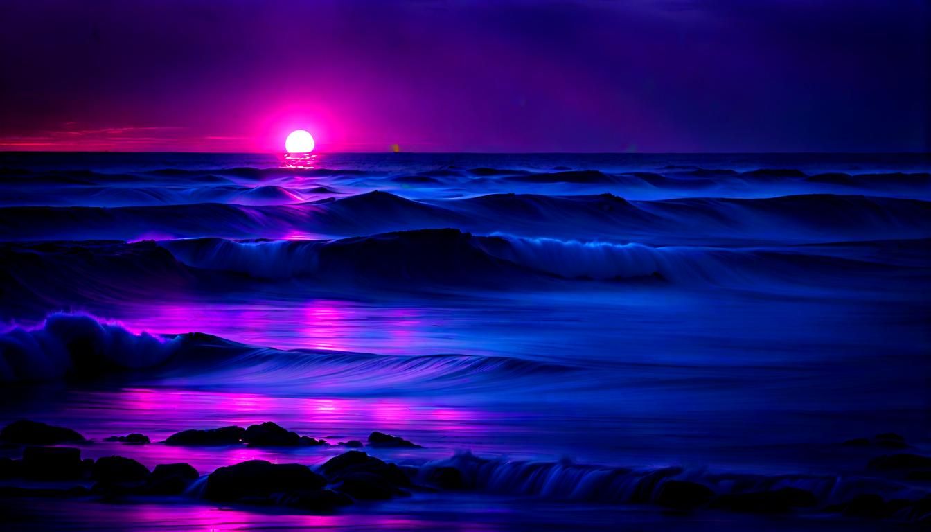 Neon Ocean Purple Abstract Artwork