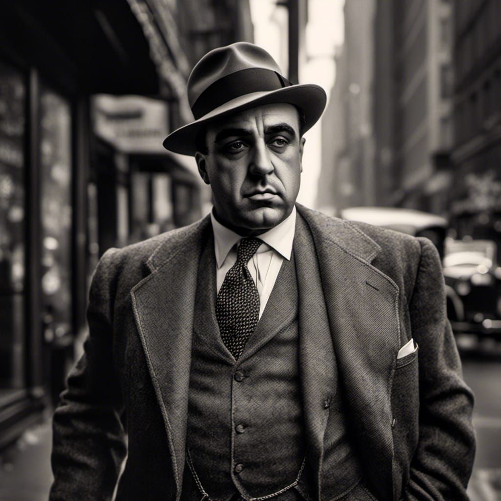 Al Capone Portrait in New York, Hyperrealistic Style