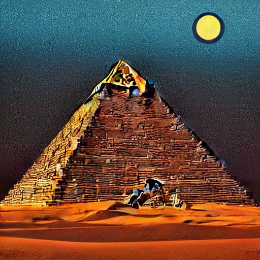 Mutants Climb Egyptian Pyramid in Desertscape