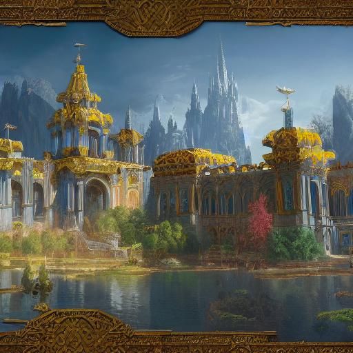 Fantastical Palace: Detailed Matte Painting in Deep Color