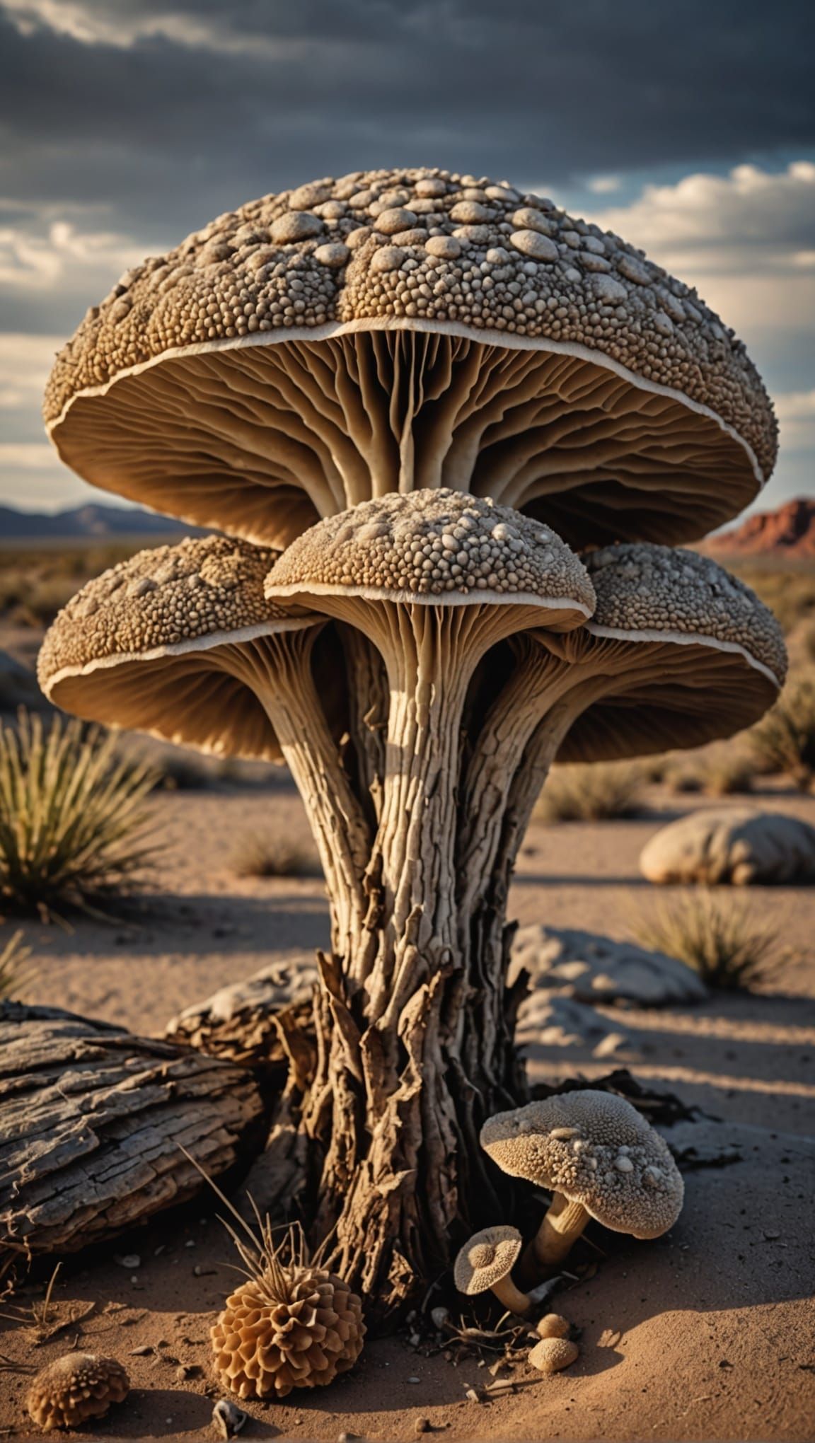 Hyperrealistic Desert Mushroom in Sharp Focus