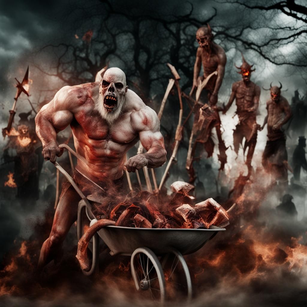 Demonic Devil Enemy of the Dark Age in Black and White