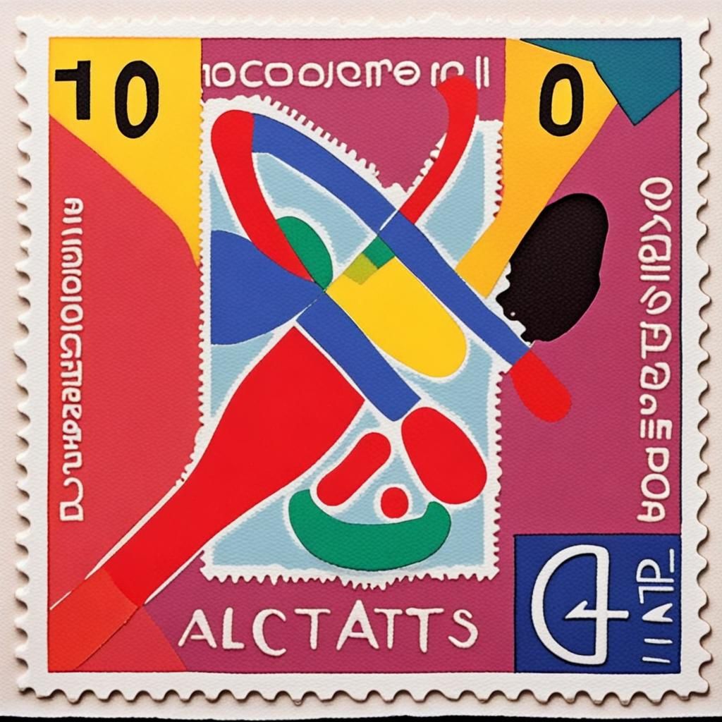 Birth Control Postage Stamp in Abstract Art Style