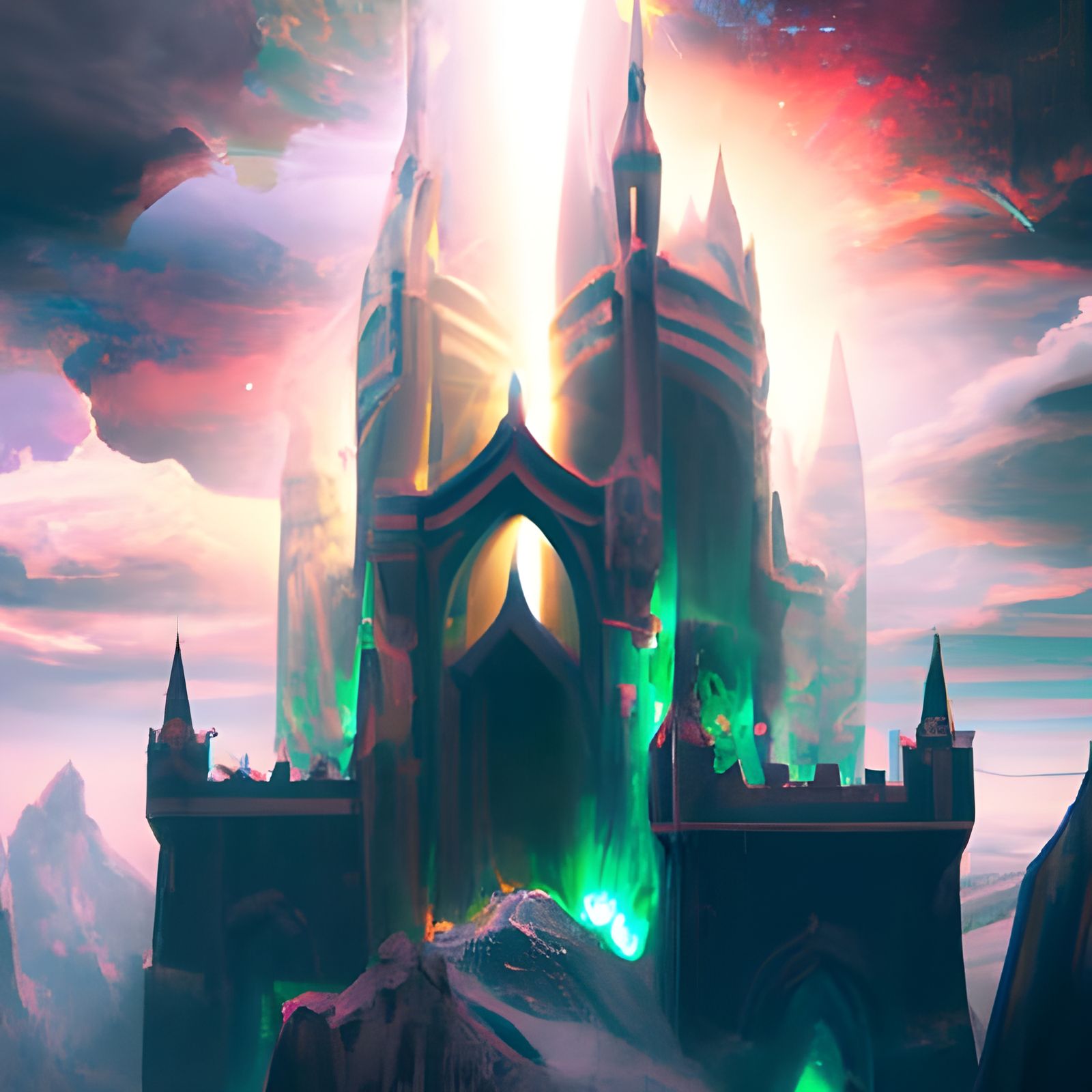 Aurora Illuminates a Divine Castle: Digital Matte Painting