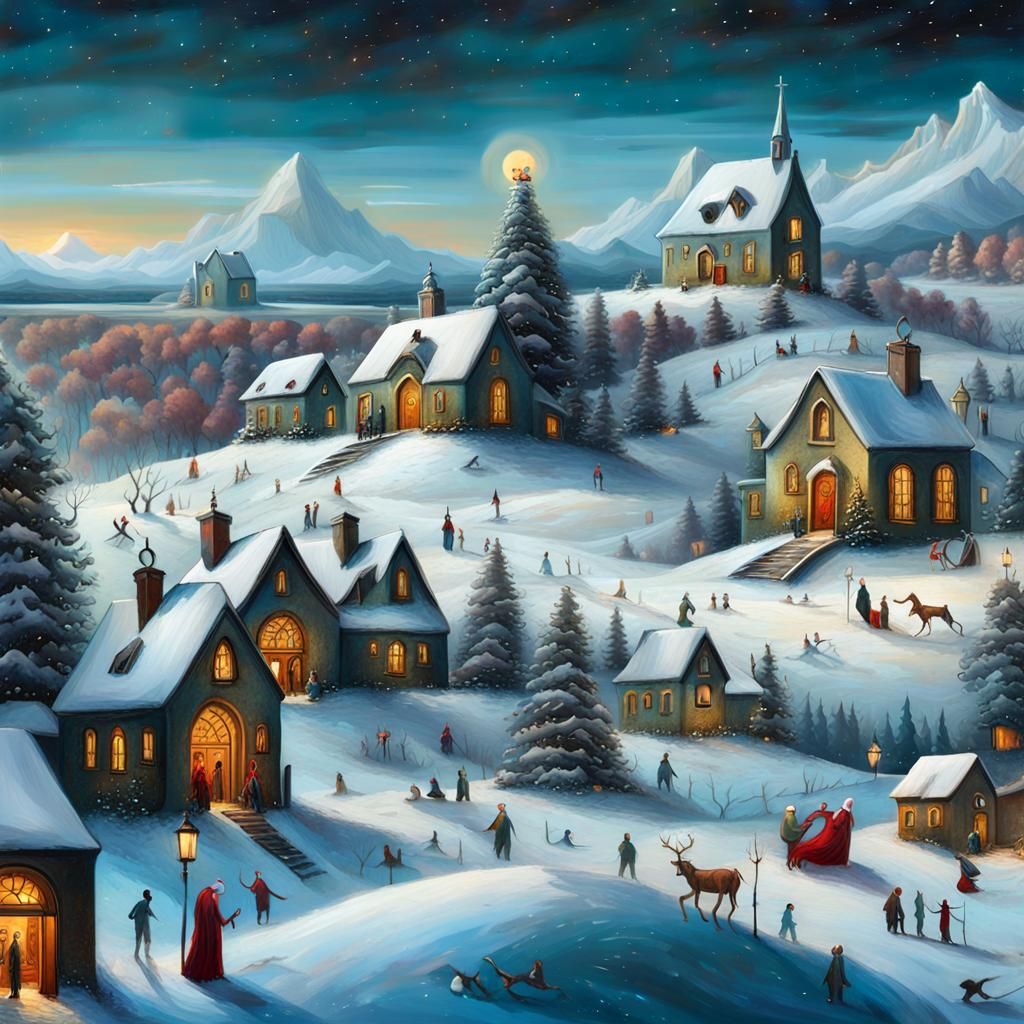 Surreal Christmas Characters in Epic Surrealism Style