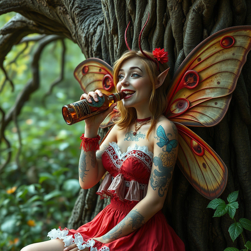 Drunken Fairy in Wild Feywild Landscape