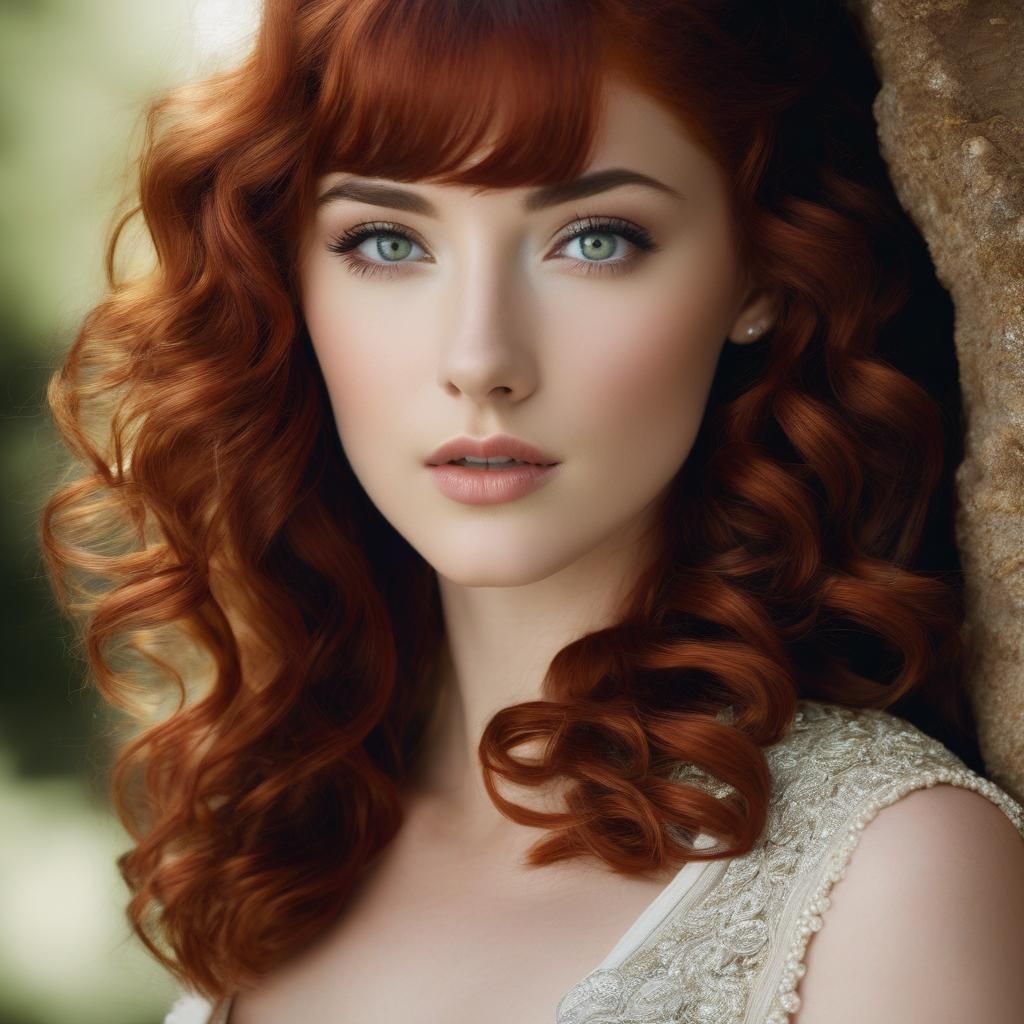 Portrait of a Beautiful Woman with Red Hair