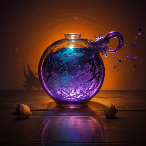 The glowing potion that is violet in color. It smells like a...
