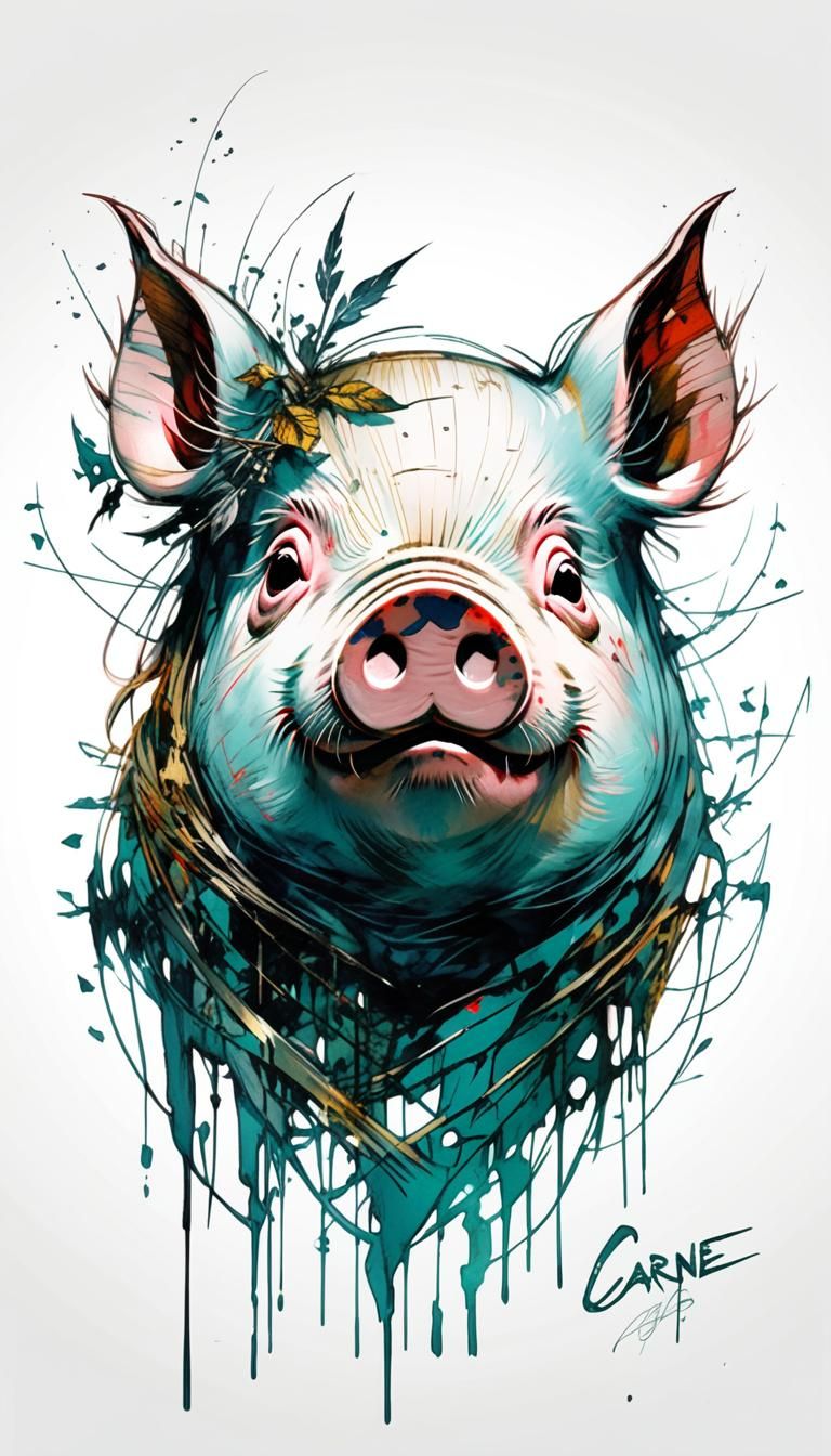 Dark Fantasy Ghost Pig Illustration