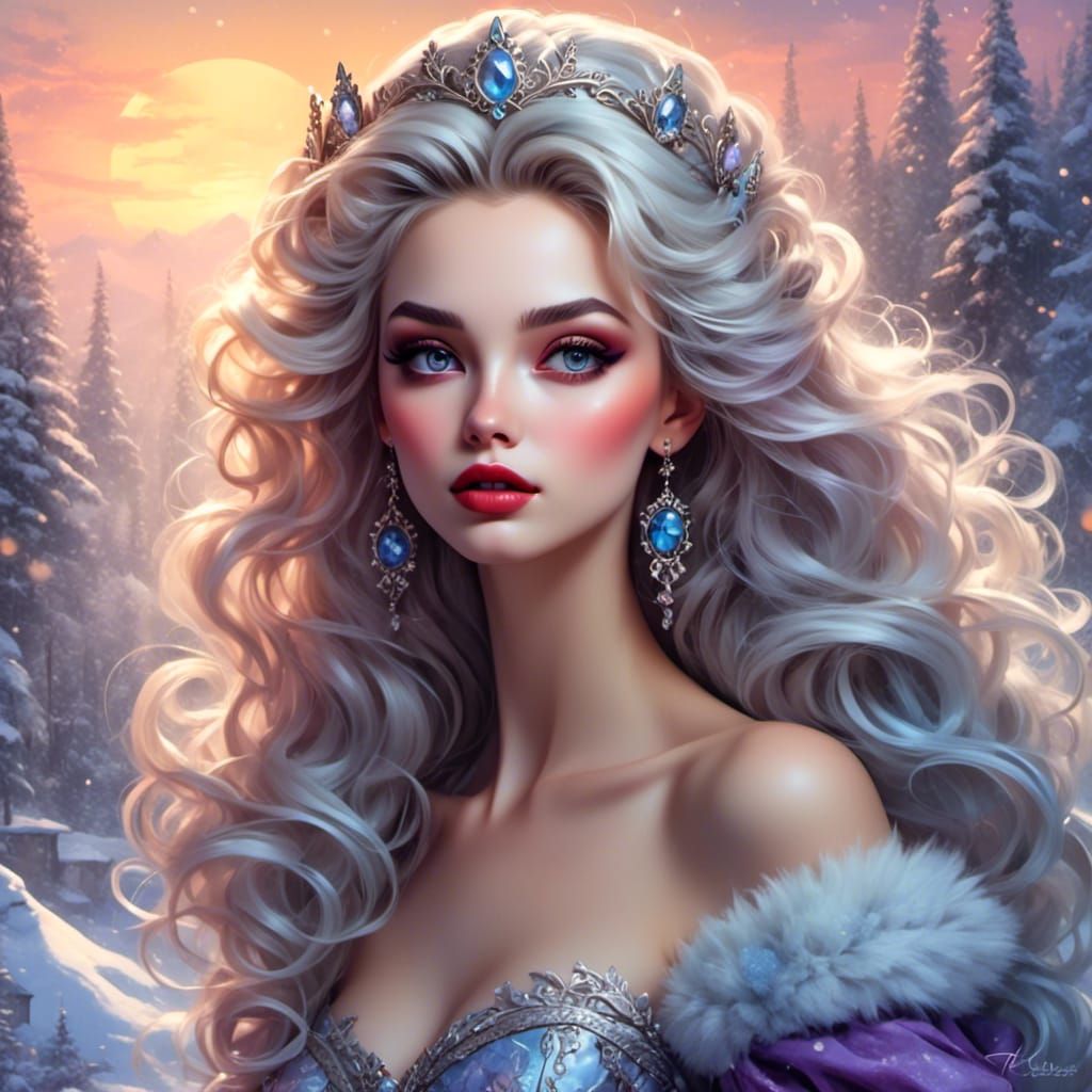 Snow Princess Portrait in a Winter Wonderland