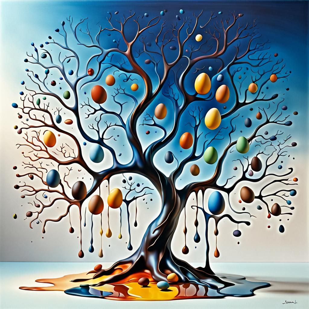 Surreal Easter Egg Tree in Lyrical Abstraction