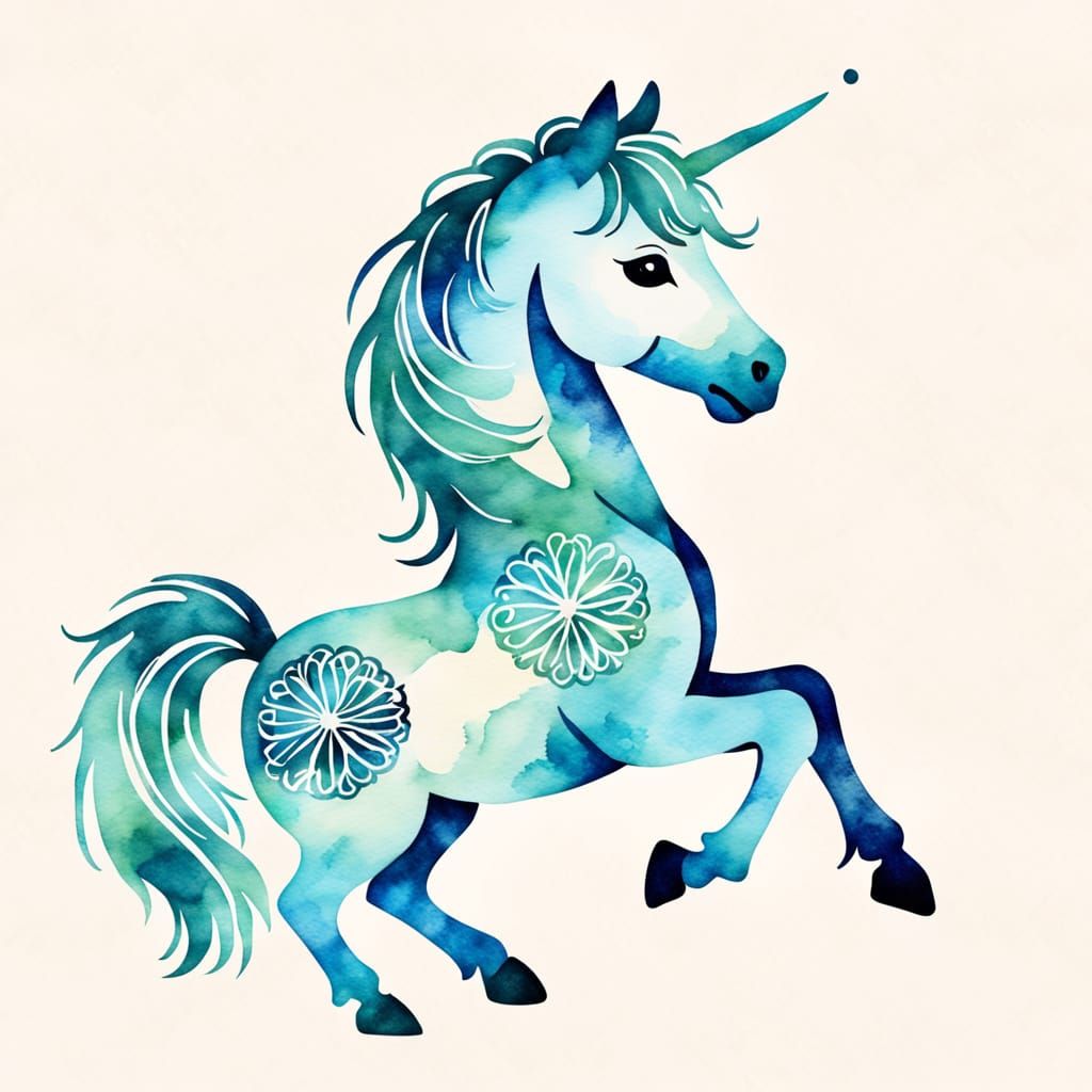 Elegant Watercolor Silhouette of a Toy Horse