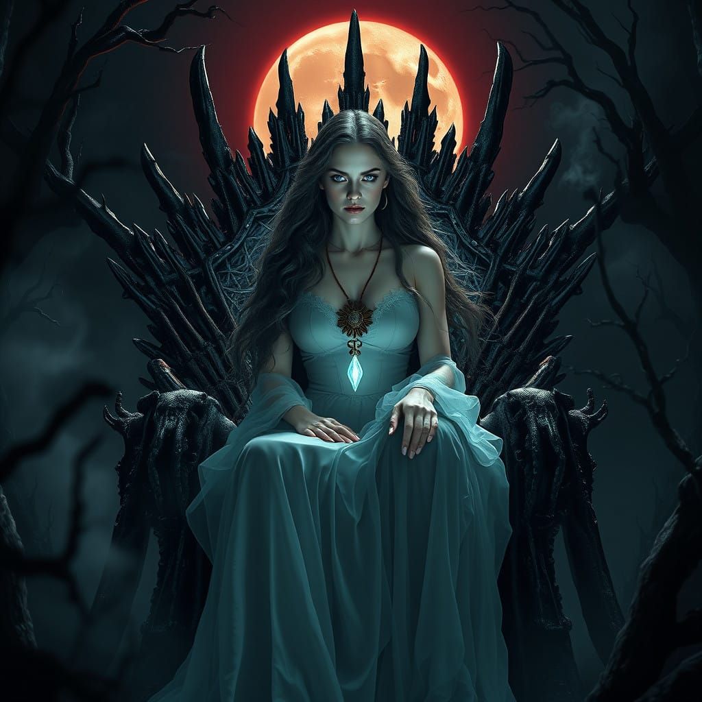Ethereal Queen Reigns in Dark, Macabre Forest