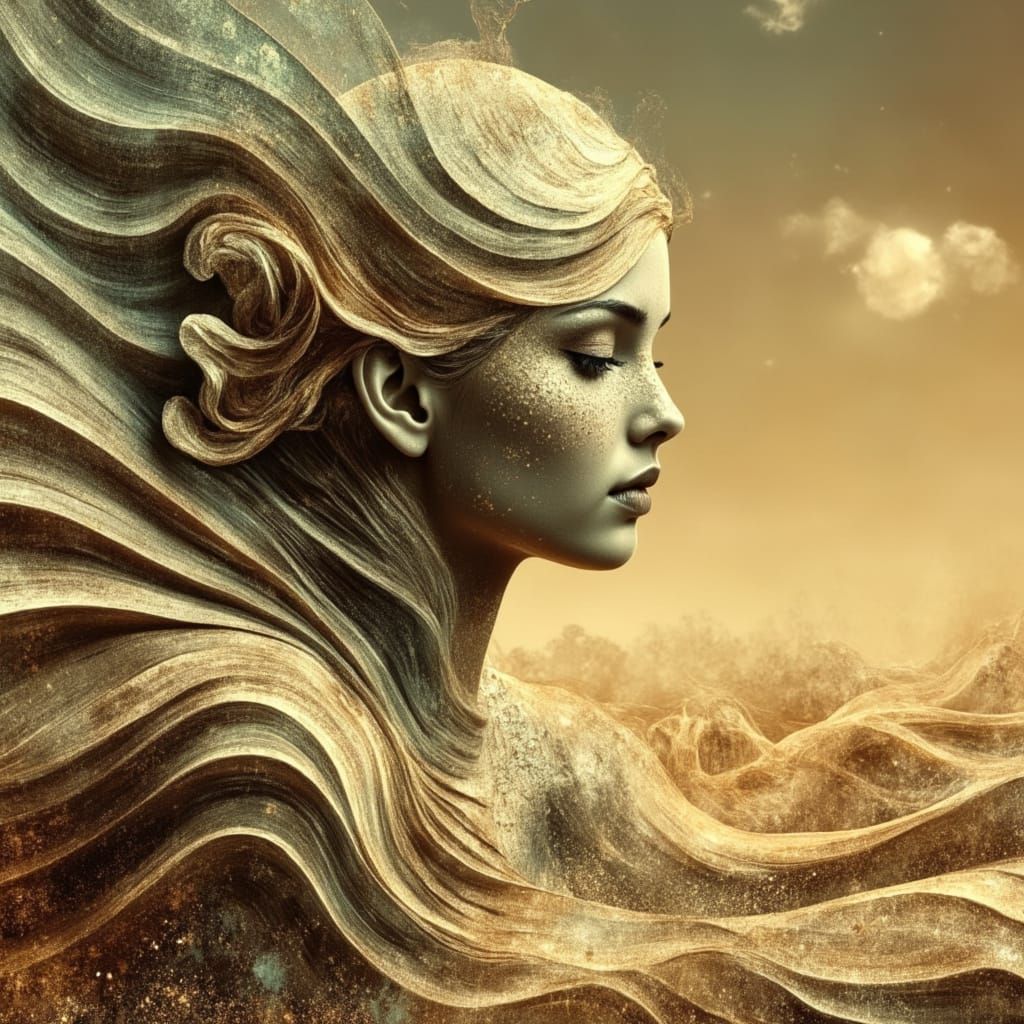 Surreal Desert Beauty in 80s Dreamwave Style