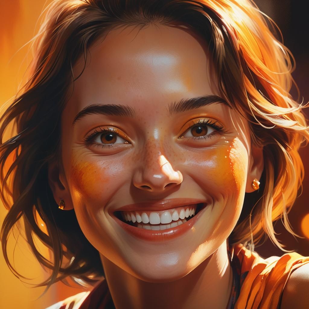 Detailed Portrait in Oil of Woman with Contrasting Emotions