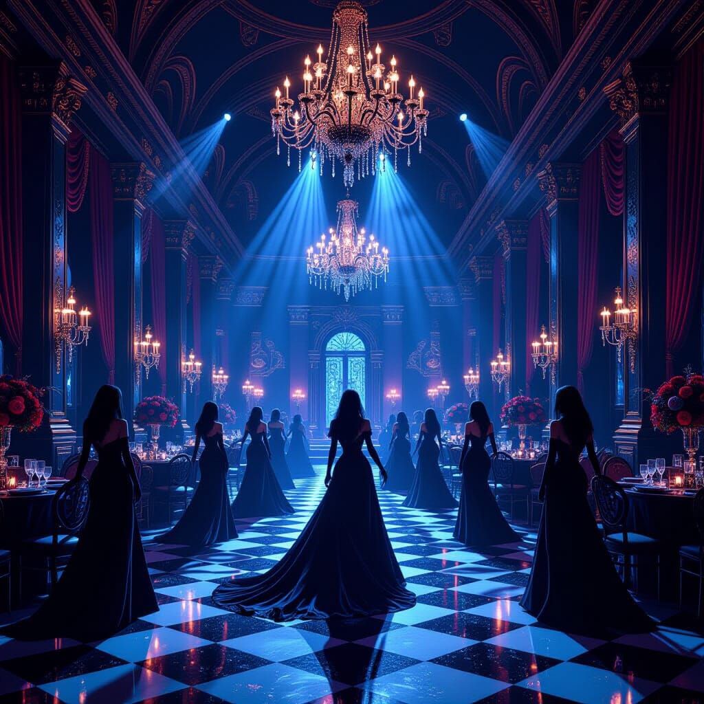 Elegant Vampires Celebrate New Year's Eve in Opulent Ballroo...