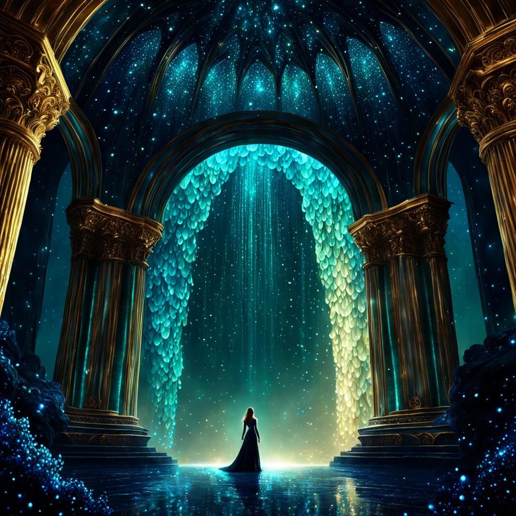 Ethereal Sunken City with Shimmering Scales