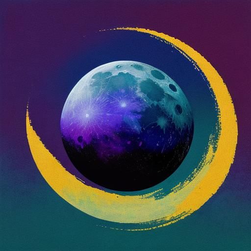 Abstract Moon Art in Complementary Colors