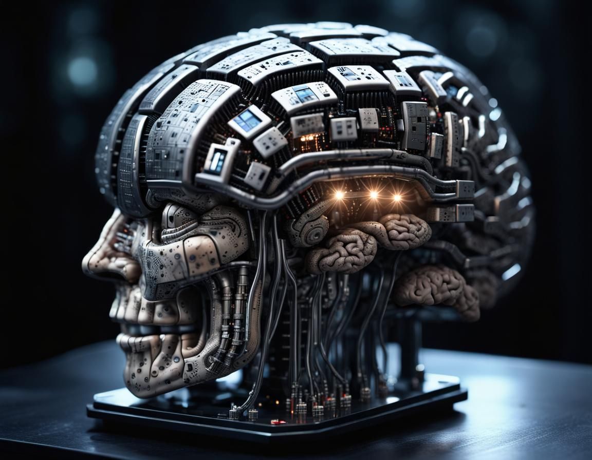 Detailed AI Brain with HD Screens