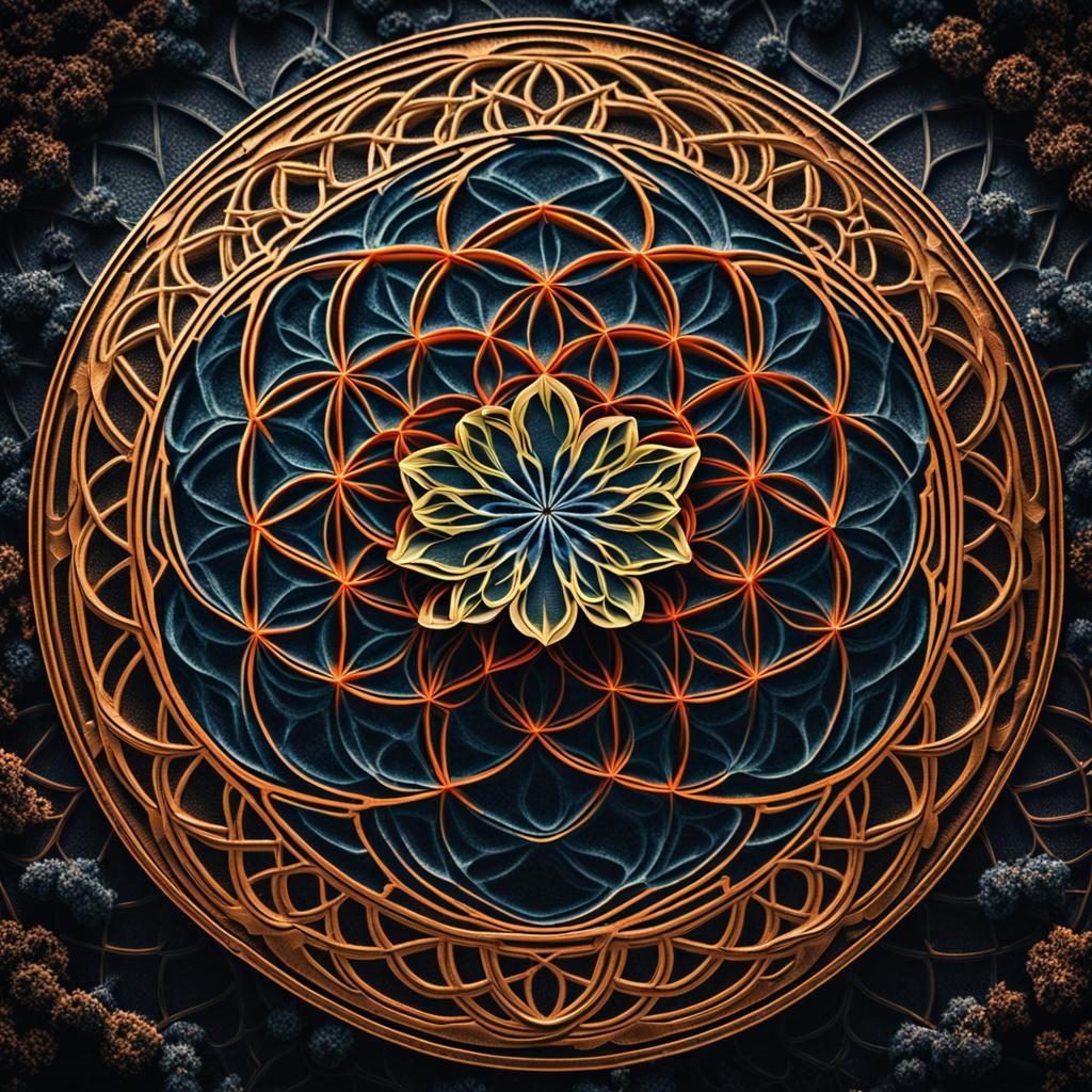 Intricate Flower of Life in Hyperrealistic Detail