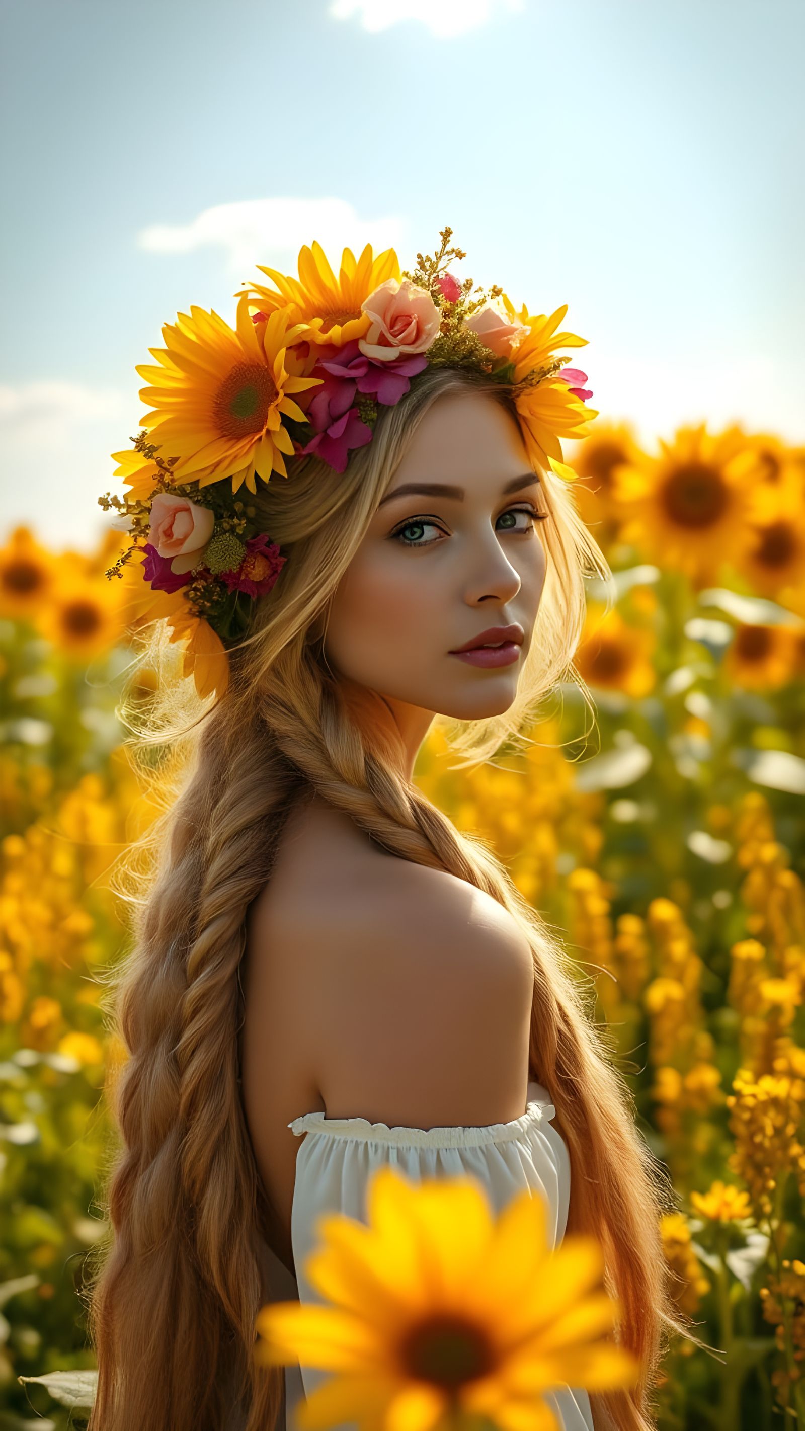 Ethereal Beauty in Sun-Drenched Meadow