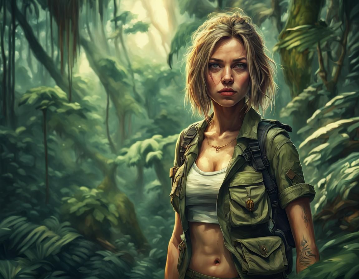Jungle Explorer in Combat Gear: Fantasy Art