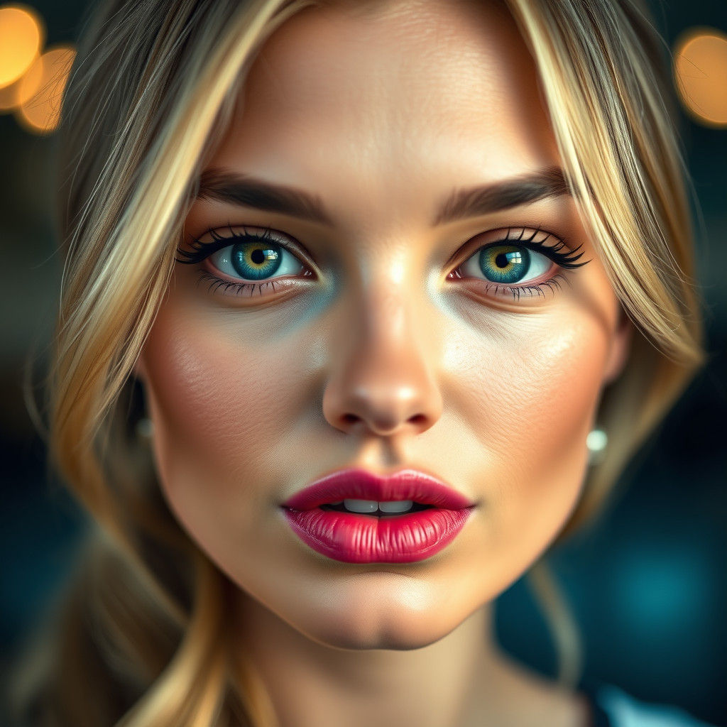 Stunning Portrait with Green Eyes in High-Contrast Style