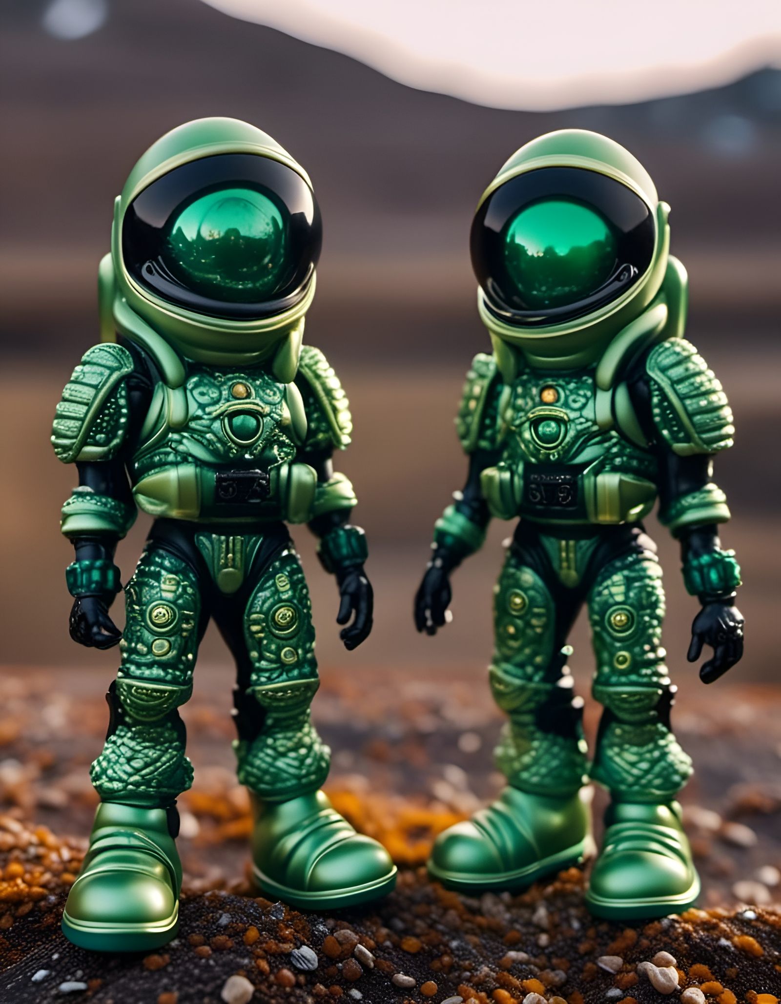 Green Alien Toy Soldiers with Moon Boots