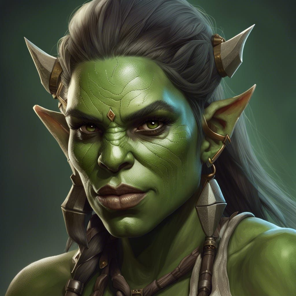 Detailed Orc Warrior Woman Portrait