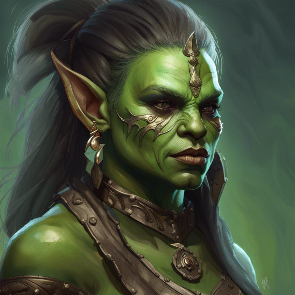 Detailed Orc Warrior Woman Portrait